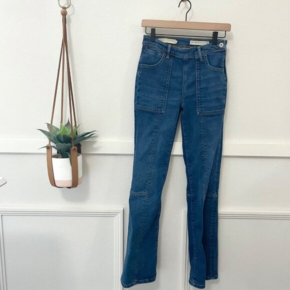 Anthropologie Pilcro High-Rise Carpenter Bootcut Jeans Flare Leg Blue Size 26 - Picture 2 of 7